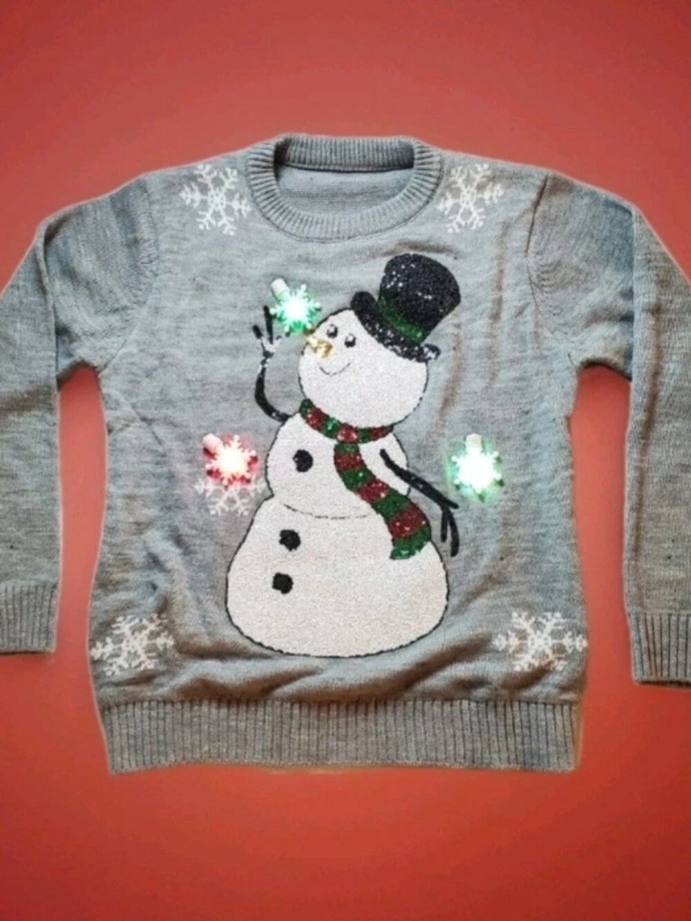 Light Up Snowflake Ugly Christmas Sweater Snowman Giggling Getup Brand Size L ❄️